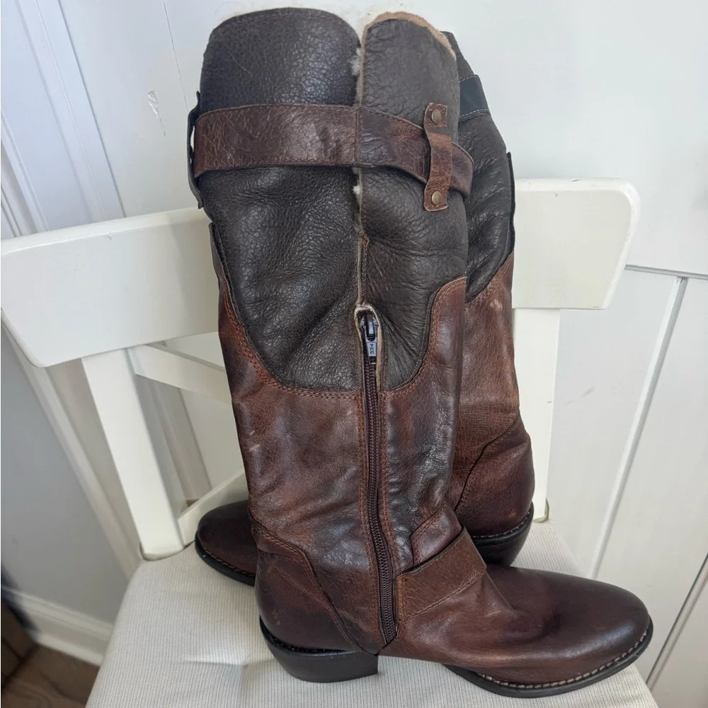 Manas Design Brown Leather Winter Boots Size 37 Made in Italy